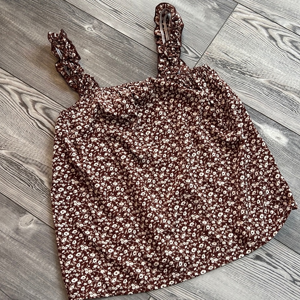 Brown floral tank